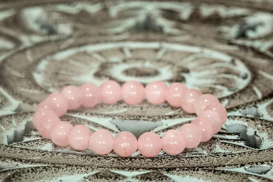 Rózsakvarc ásványkarkötő